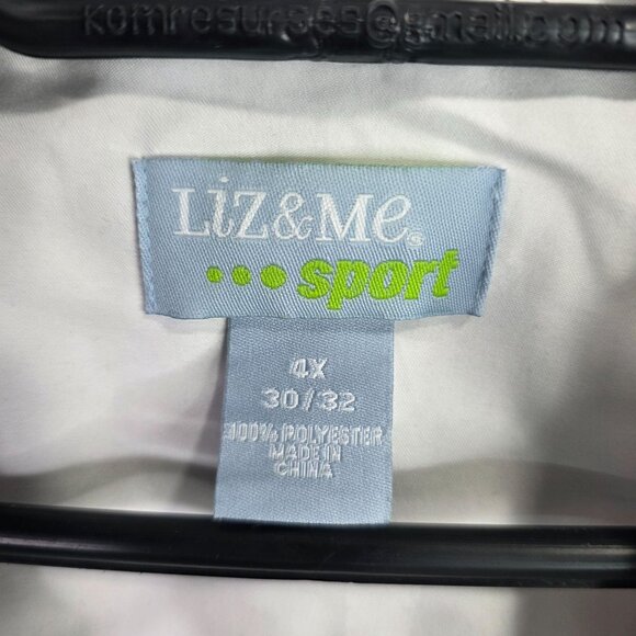 Womens Liz & Me Sport Black & White Pattern Full Zip Jacket Long Sleeve Size 4X - Picture 2 of 7